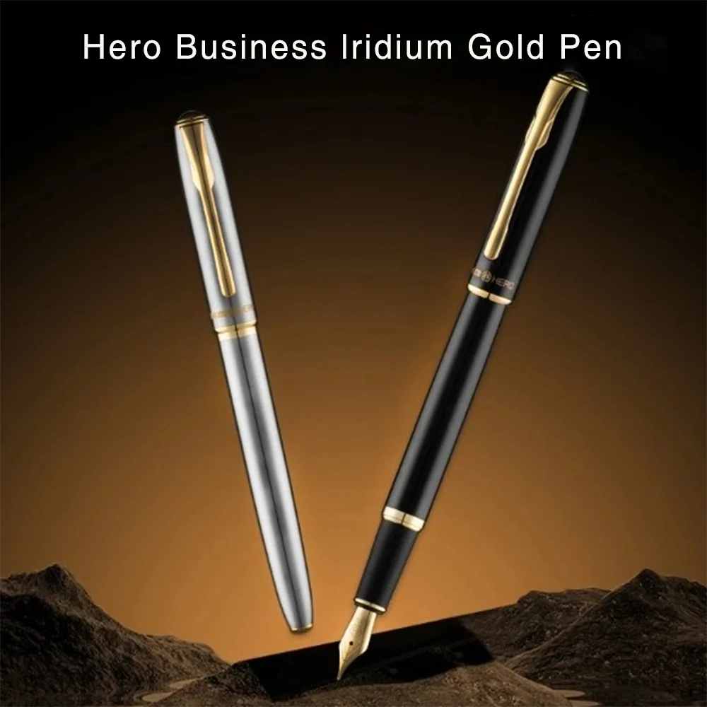 Penna stilografica HERO E522 con pennino in iridio, spirale vintage e finitura in metallo spazzolato, ideale per affari di alta qualità._voghion.com