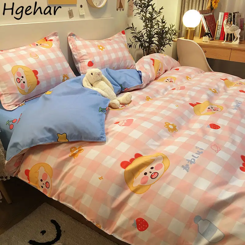 

Bedding Set Cartoon Brushed Duvet Cover Pillowcase Bed Sheet Student Sweet Girl Home Bedclothes Twin Full Queen King Size 4pcs