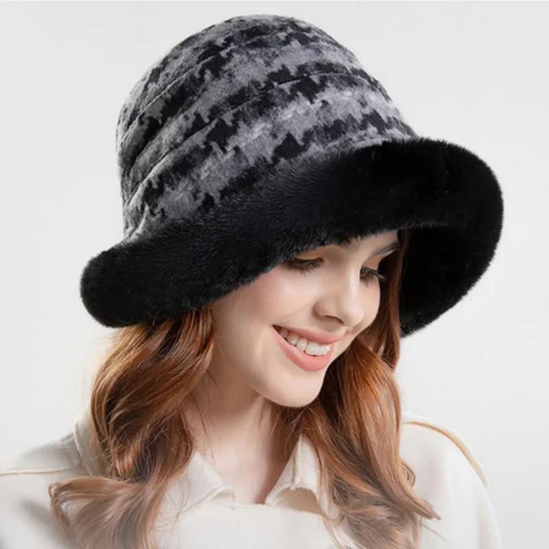 

Free Shipping NEW Winter Women's Hat Fluff thickening Warm Bucket Hats Cold Proof Earmuffs Caps Lovely Knitted Hats For Women