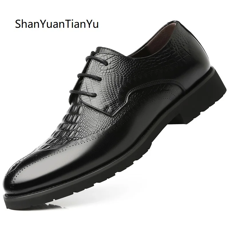 

Spring Autumn 2021 Men Dress Shoes Business Male Leather Shoes Solid Color Men Work Shoes Slip-on Pointed Toe Big Size 44
