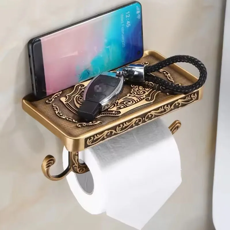 Toilet Paper Holder Wall Mounted Vintage Classic Bathroom Brass Antique Roll Tissue Box Bathroom Accessories