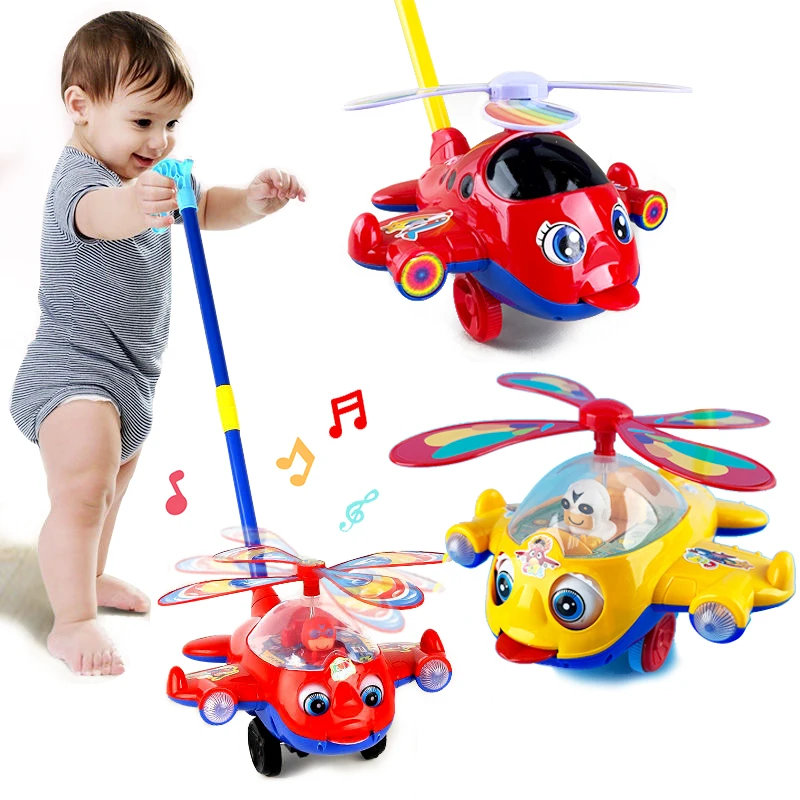 Bébé marcheur jouet main pousser enfant en bas âge jouet avion voiture jouets pousser le long marche jouet pour enfants enfants garçons filles en plein air