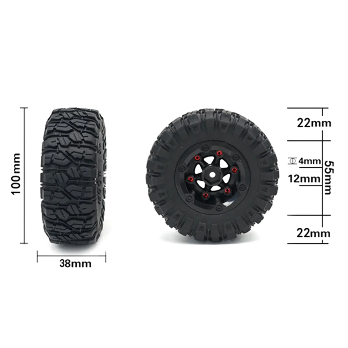 1:12 RC Ʈ ũѷ  Ÿ̾, Wltoys 12428 12423 FY01 FY02 FY03    Ÿ̾, 100mm