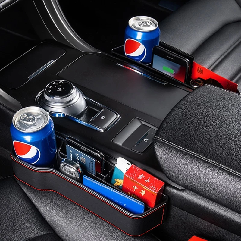

PU Leather Car Cup Holder Seat Organizer Holder Multifunctional Car Seat Gap Storage Box Seat Seam Pockets Organizer Accessories