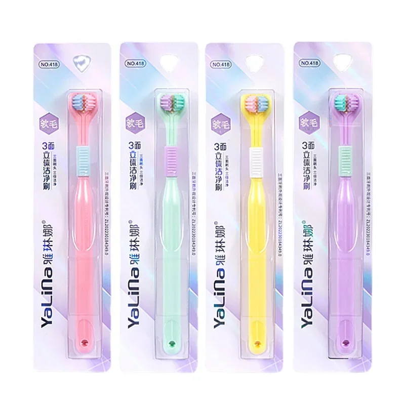 

New 3D Stereo Three-Sided Adult Toothbrush PBT Ultra Fine Soft Hair Toothbrushes Tongue Scraper Deep Cleaning Oral Care