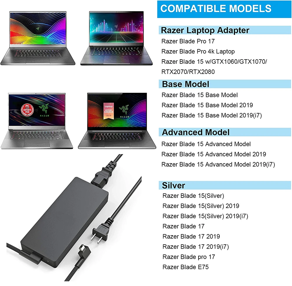 Laptop Carregador Adaptador ac para Razer Lâmina Pro 17 15 Base Avançado 20232023 2023 2023 Gtx1060 Gtx1070 Fonte de Alimentação 230w - Imagem 4