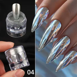 Holographic Chrome Mirror Nail Powder - Silver & Gold DIY Art Decoration Tool (1/6pcs) (04 - silver)
