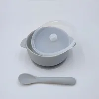 Bowl Lid Spoon Set Baby Suction Dinner Bowl Durable Waterproof Baby Silicone Suction Plate Non-Slip 400ML Feeding Tableware