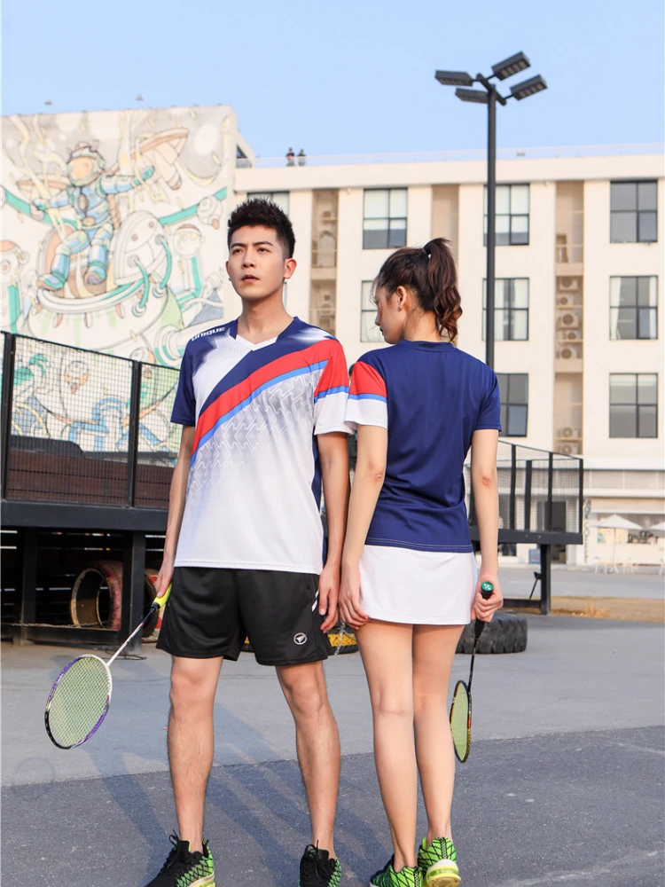 New Sports Women Men Badminton Short Sleeve Suits Tennis Shirt Shorts Table Tennis Shirts Competition Training Suits Sportswear