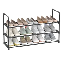 SONGMICS Shoe Rack, 3 Tier Shoe Organizer, Metal Shoe Storage Shelf for 15 Pairs of Shoes, Easy to Assemble, Entryway 1