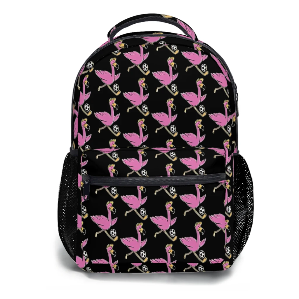 thumbnail image 1 of Mochila escolar ligera yangshaomei, informal, diseño divertido de flamenco, pájaro, fútbol, amante de los deportes, para niños y jóvenes, 17 pulgadas, 1 of 4