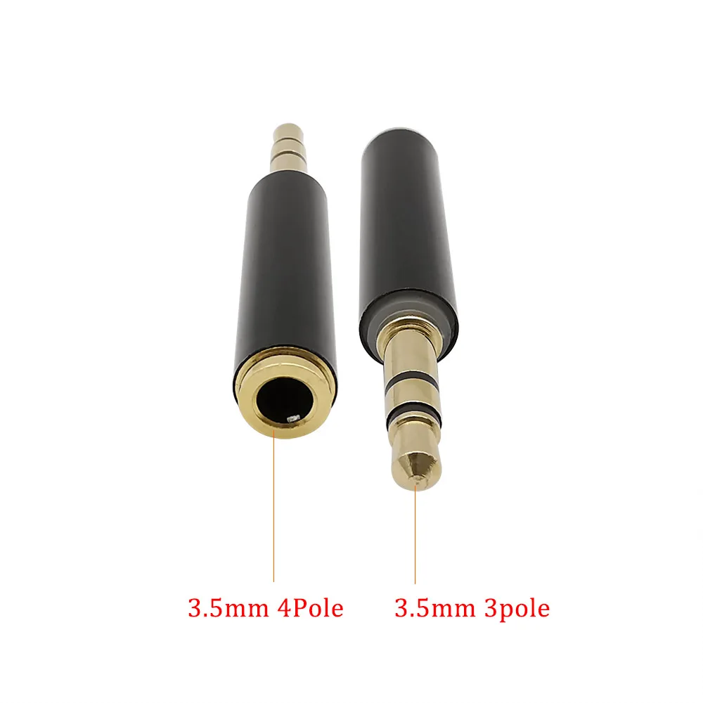 2Pcs 3.5mm 3 Pole Male To 4 Pole Female Stereo Audio Adapter Gold Plated TRS 3.5mm Plug To Jack Audio Mic Converter Connector