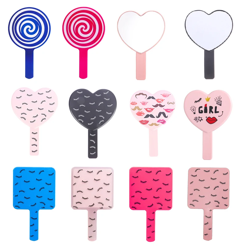 

For Eyelash Extension Handheld Makeup Mirror Square Makeup Vanity Mirror with Handle Hand Mirror SPA Salon Compact Mirrors