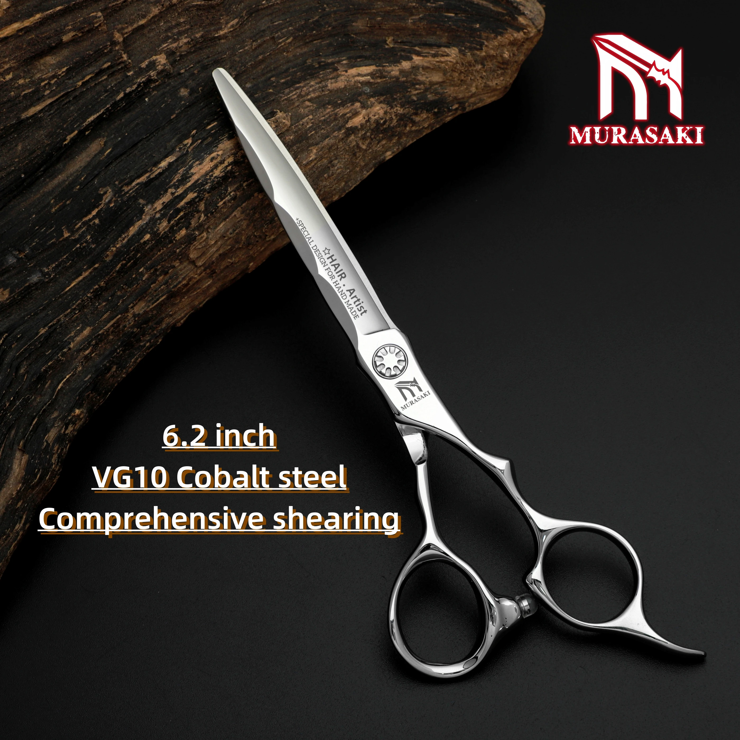 MURASAKI Friseurschere der Spitzenklasse, 6,2-Zoll-Friseurschere, doppelt gelagertes Design VG10-Stahl, hochwertiges Friseurzubehör – Detail 6