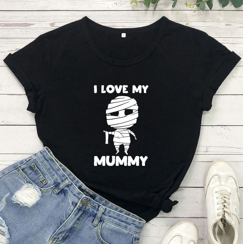 

I LOVE MY MUMMY Print Women T Shirt Short Sleeve O Neck Loose Women Tshirt Ladies Tee Shirt Tops Camisetas Mujer