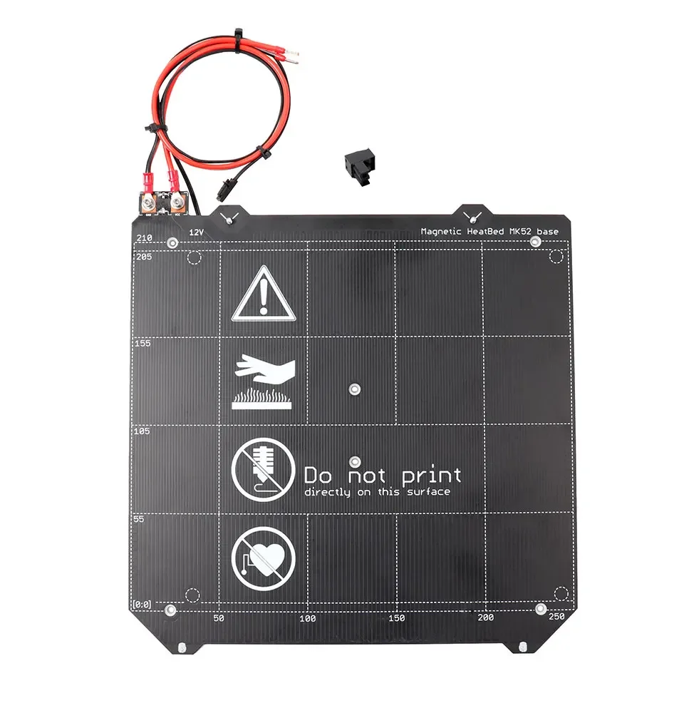 Prusa I3 MK2.5S 3D 프린터 MK52 가열 베드, 12V 조립 N35UH 자석 전원 케이블 서미스터, 섬유 슬리브 I3 Mk2.5 가열 베드