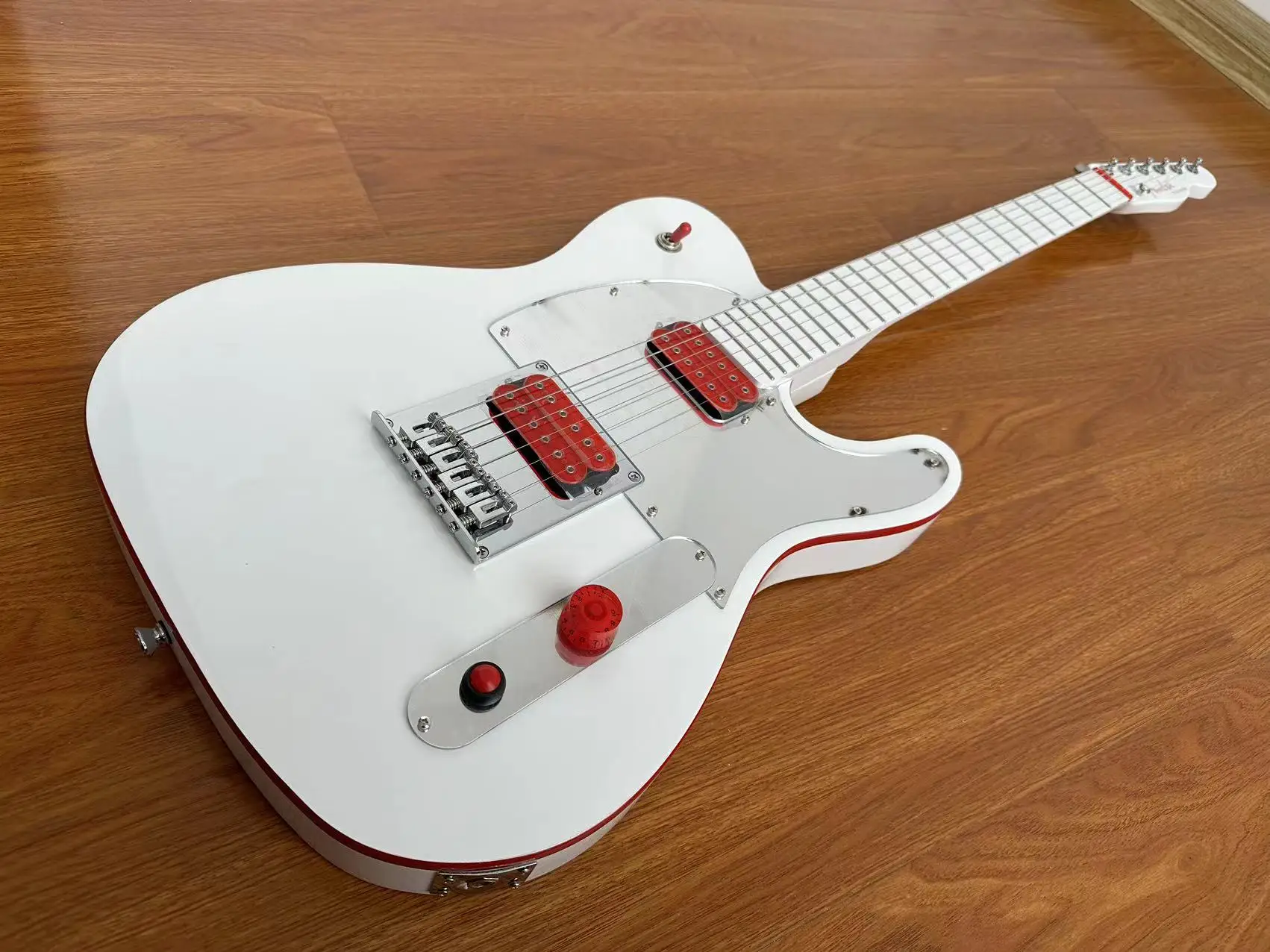 electric guitar white classic style white fingerboard red accessories in stock supply fast shipping free shipping