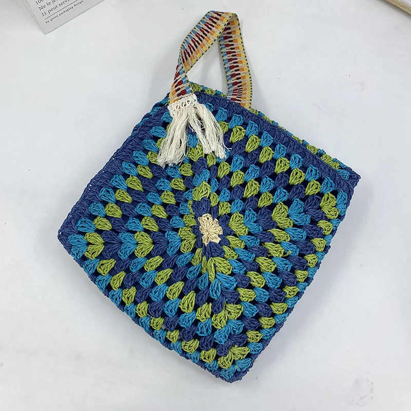 2023 New Casual Versatile Brown Fashion Woven Women's Bag Single Shoulder Bag Crochet Straw Woven Bag