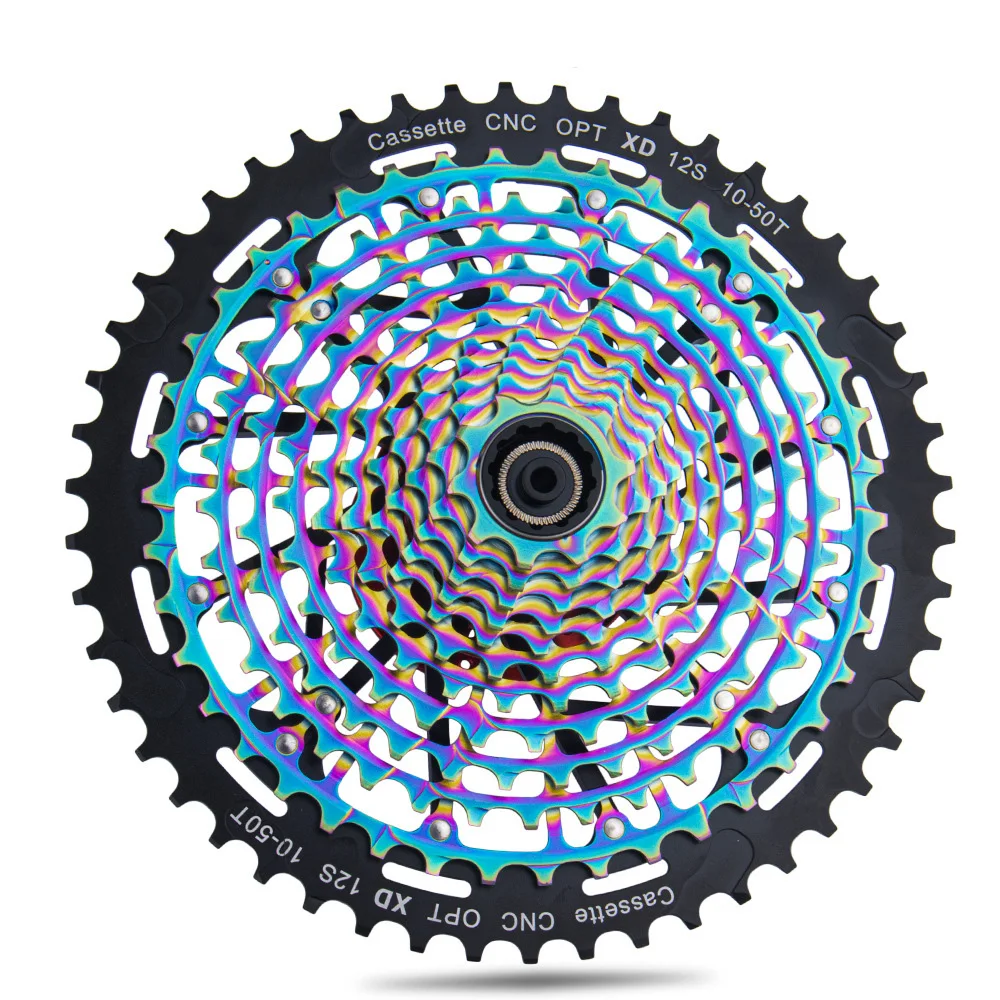 

MTB CNC Steel Rainbow Flywheel Derailleur Sprocket, 12 Speed Cassette, Ultralight, 10-50T, 10-52T, 12V, Colorful ULT