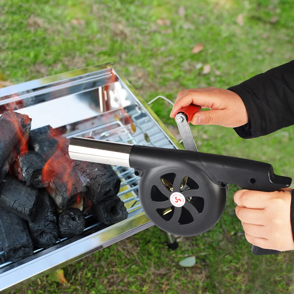 Outdoor Cooking BBQ Fan Portable Hand Crank Fan Air Blower Grill Picnic Camping Stove Accessories Barbecue Hand Blower Household