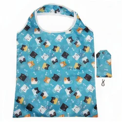 Eco - Friendly Reusable Grocery Bags: Durable Nylon, Foldable & Lightweight (Blue)