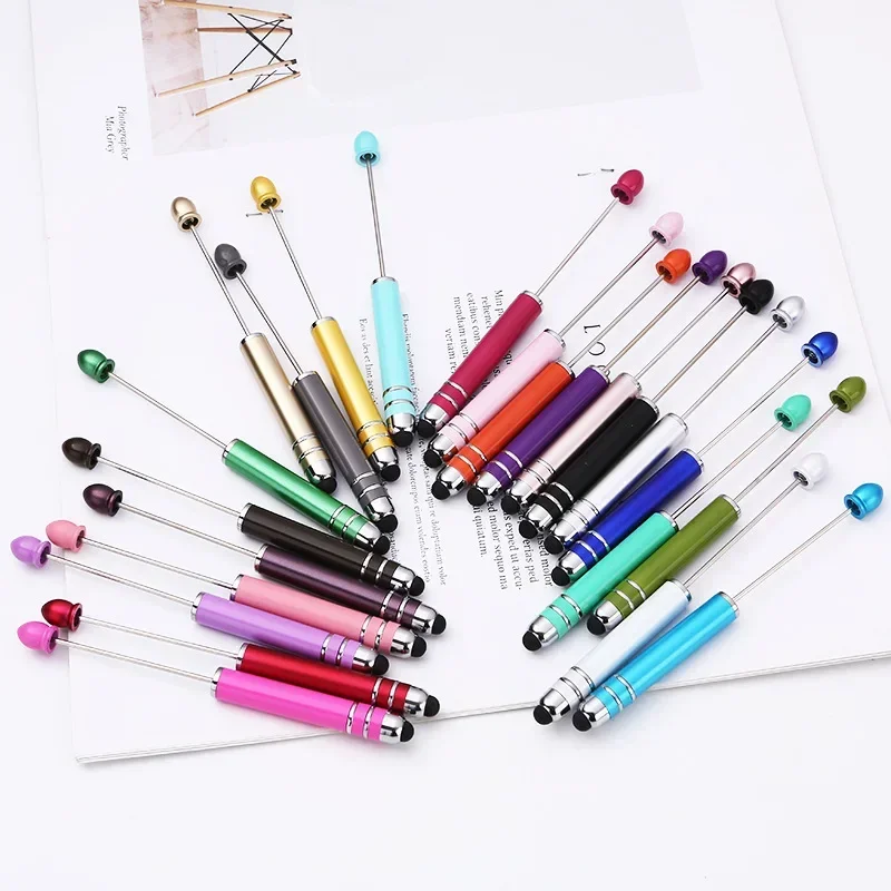 10pcs/set Universal 2 in 1 Stylus Pens with Beaded Ballpoint Pens Touch Screen Touch Pen for All Capacitive Screen Beadable Pen