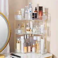 1 cosmetic storage rack, multifunctional 90 ° corner storage rack, high-quality transparent PET material counter dressing table 1