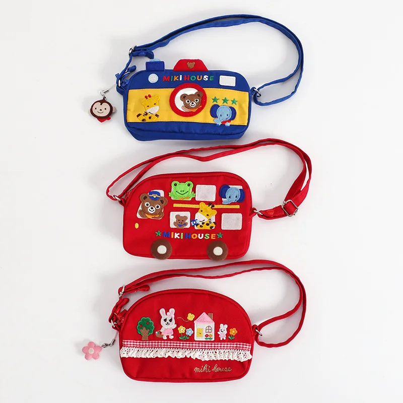 Children's Backpacks Japanese Cartoon Cute Bunny Bear Camera Bus Embroidery Crossbody Bag Canvas Bags Backpack for Kids Mochila 6
