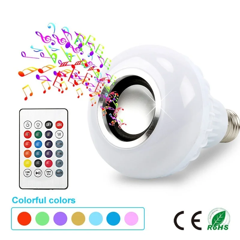 AMTERBEST умный E27 RGB Bluetooth-динамик светодиодная лампа музыка воспроизведение музыки
