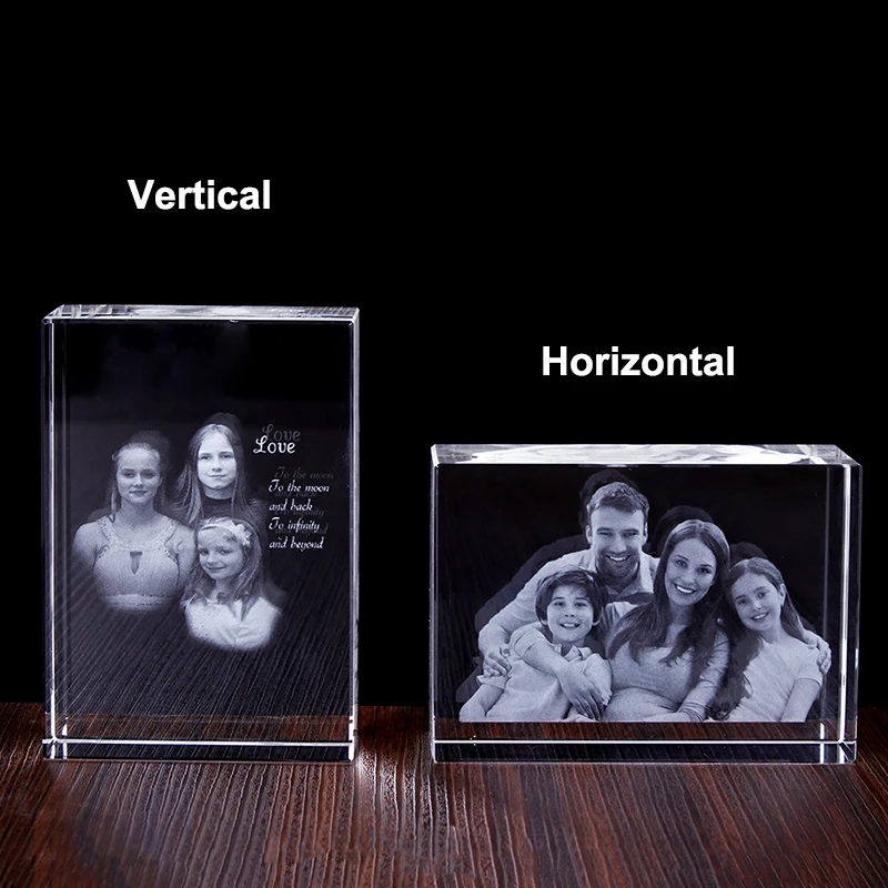 Custom Personality Memorable Photo Laser Engraving Decorative Crystal Block  Wedding Anniversary Commemoration Day Photo Frame