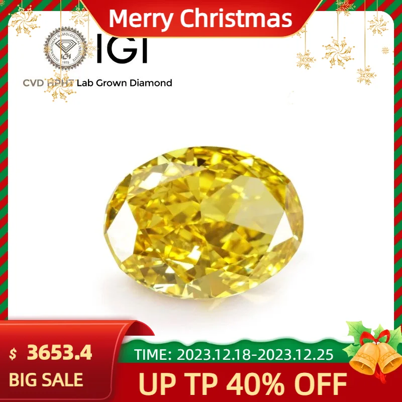 

HTHP CVD Lab Yellow Diamoand 0.5ct 1ct 2ct 3ct Fancy Vivid Color Loose Diamond IGI GIA Certified VVS VS Lab Grown Diamond