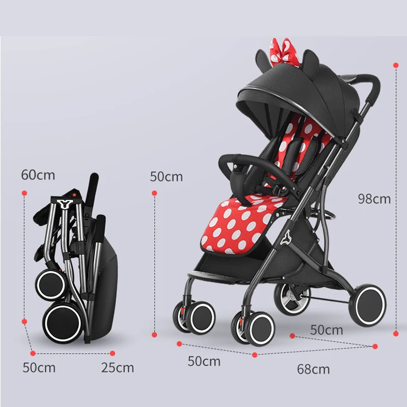 Baby Stroller Can Sit And Lie Four wheel Trolley Cart Portable Folding Baby Carriage Lightweight Travel Pram 0-3 years old