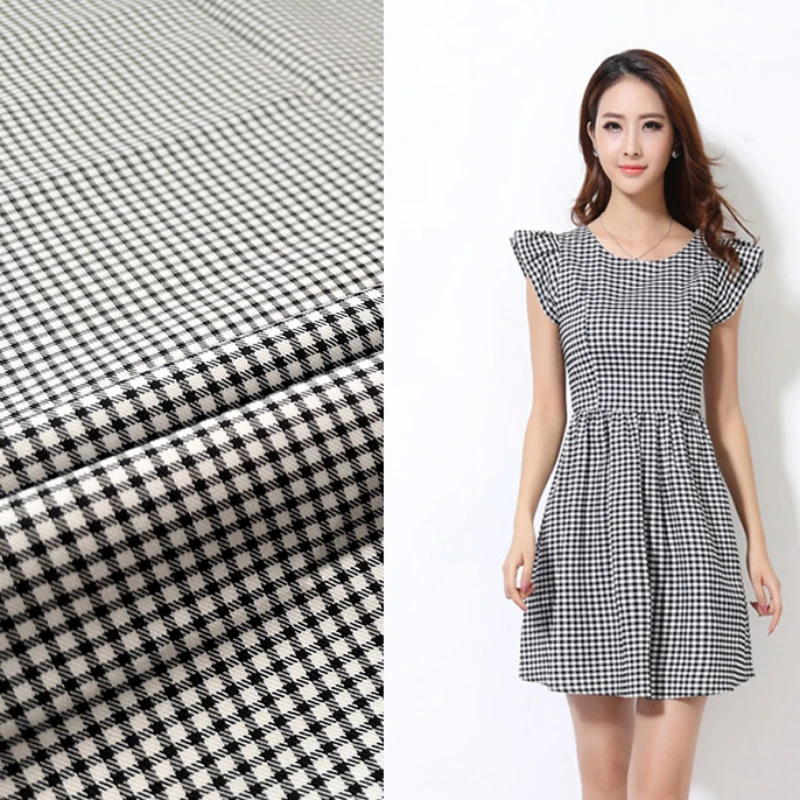 YarnDyedFineCheckCottonFabricSpringSummerDressShirtBaby