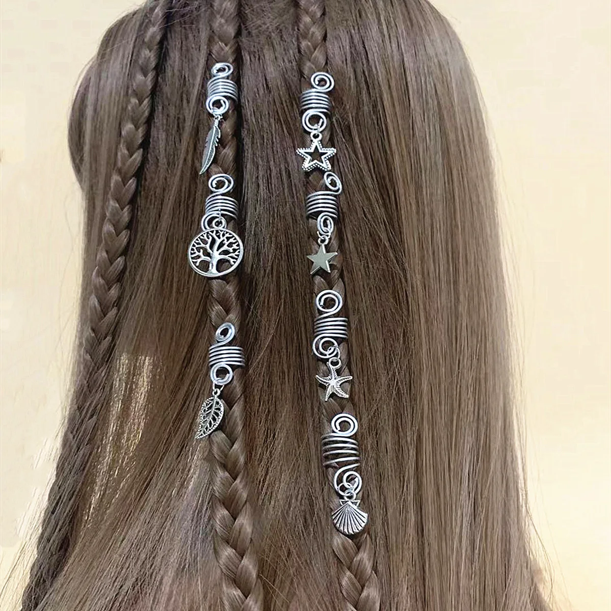 100 Pezzi Accessori Capelli Vikinghi - Anelli Regolabili Per Trecce E Dreadlocks, Argento - Foto 7