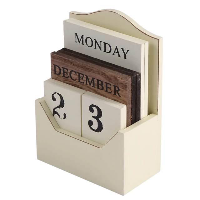 Wood Desk Calendar Retro Vintage Wood Block Perpetual Calendar Wooden  Environmental Office Home Desk Decor Diy - AliExpress