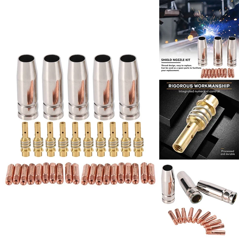 

35Pcs 15AK Welding Torch Consumables 1Mm MIG Torch Gas Nozzle Tip Holder Of 15AK MIG Welding Torch Easy Install