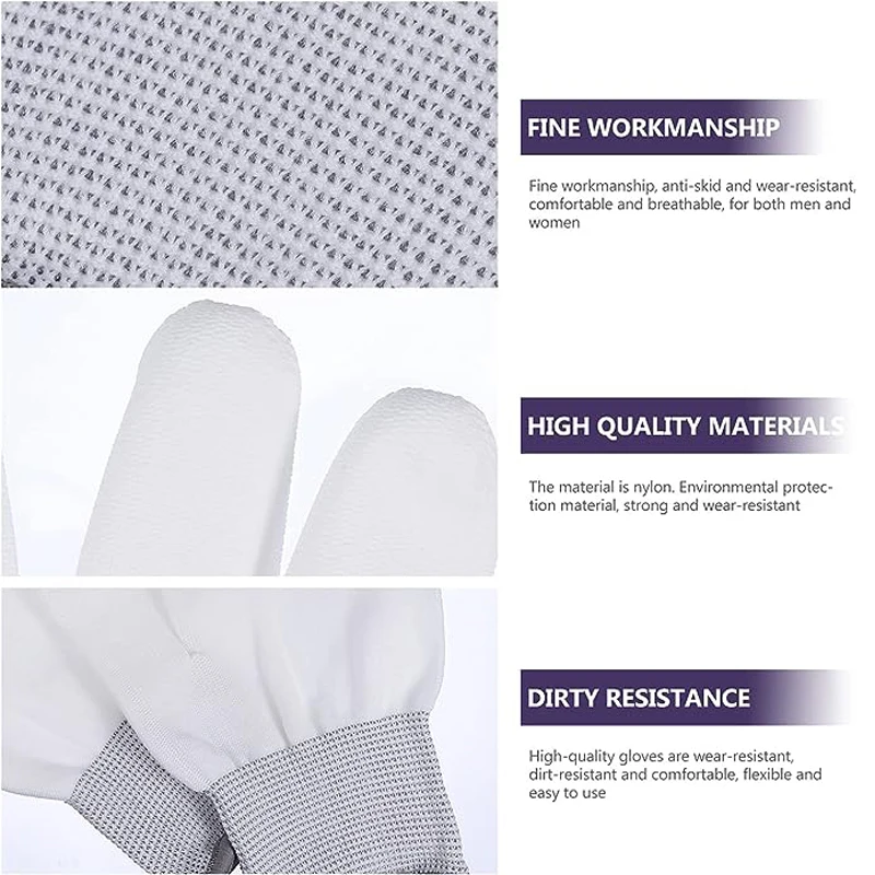 Car Wrapping Gloves 1Pair Car Vinyl Wrap Gloves Anti-Static Window Tinting Film Install Nylon PU Coated Fingertip Work Tools