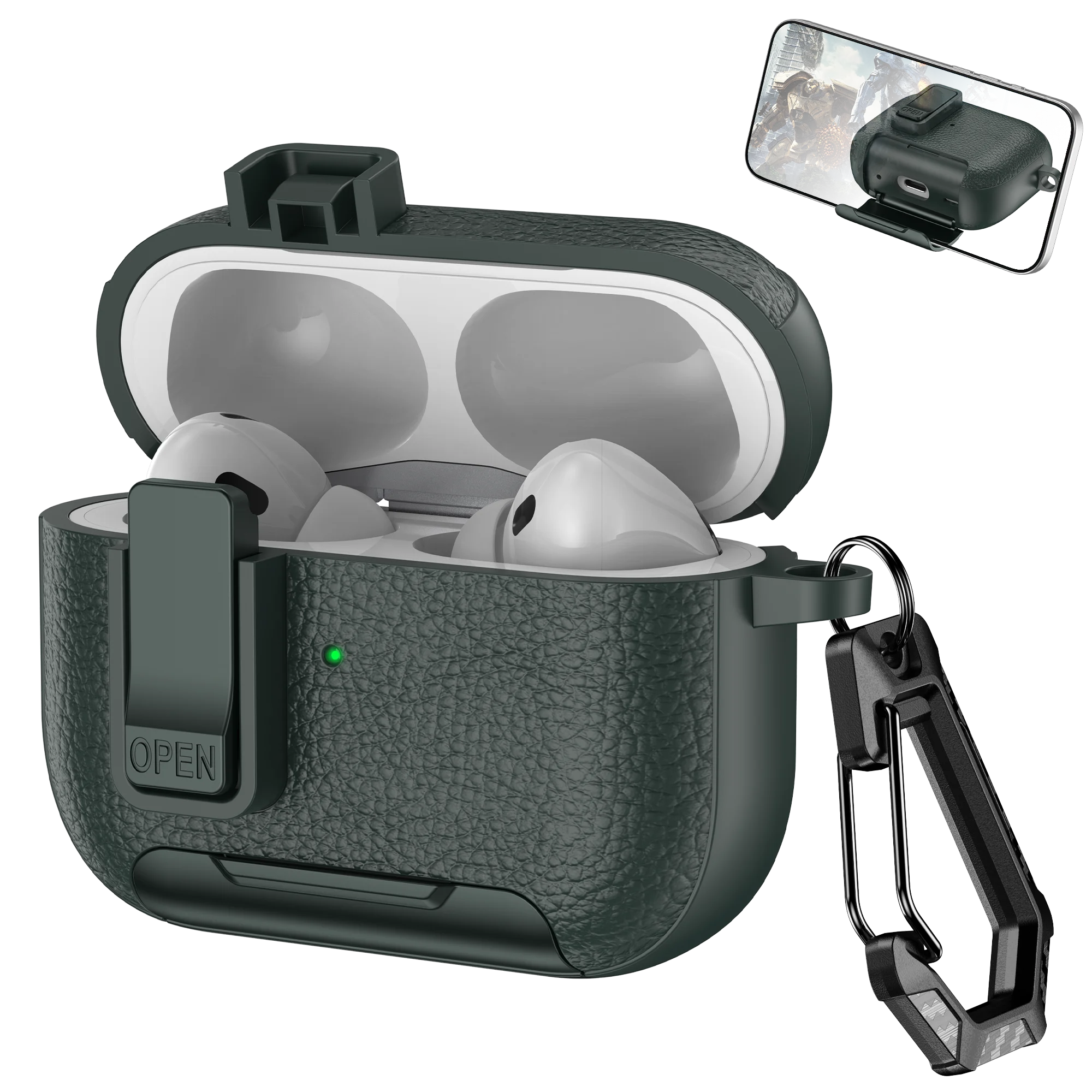 Versatile Bluetooth Headset Case with Hook and Phone Holder Feature