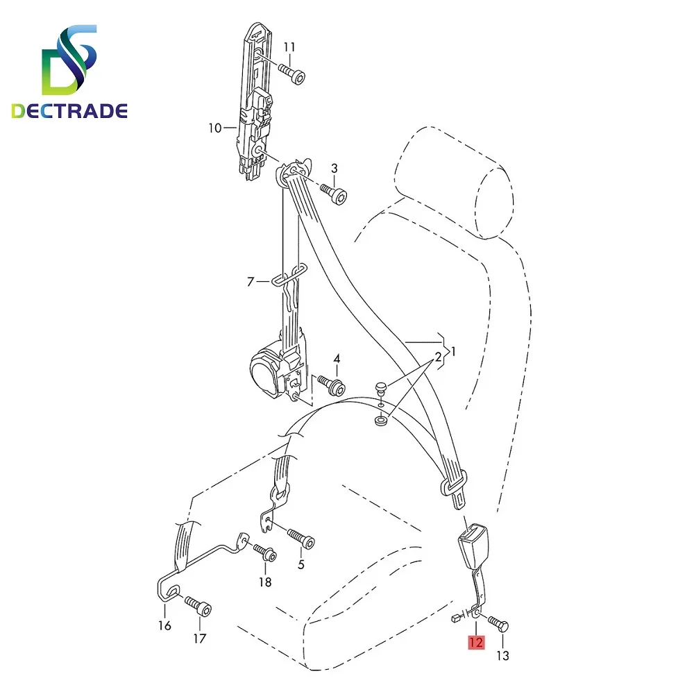 Seat Belt Buckle Extender Clip Socket Extension With Warning Cable For Audi Q5 2009-8RD 857 755 A 01C