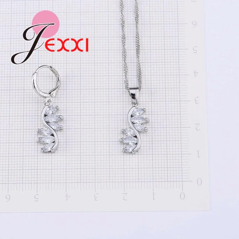 925 Sterling Silver for Women Engagement & Wedding Gift Unique Leaves Design full CZ Crystal Jewelry Sets jewelry set silver jewelry silver jewelry set crystal jewelry set