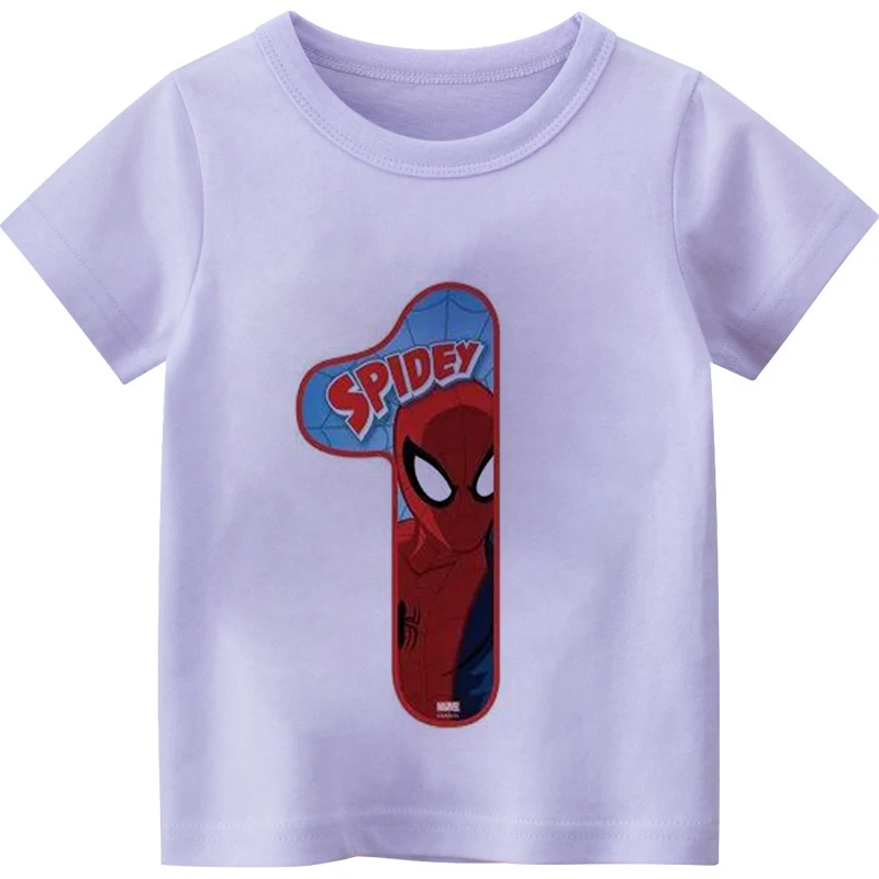 New Children Boy Disney spiderman My 0-9th Birthday Number Print Name T-shirt Birthday Gift Present Clothes Baby Letter Tops Tee vintage t shirts