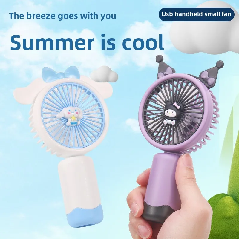 Small Fan Desktop Handheld Cartoon Cool Mini Practical Electric Fan Charging Portable Gift Office Portable Birthday Gift 2