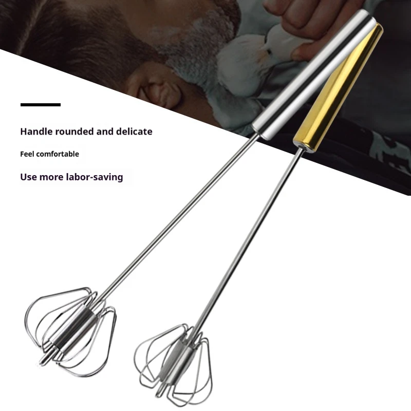 Semi Automatic Mixer Whisk Egg Beater Stainless Steel Manual Hand Mixer Self-Turning Cream Utensils Kitchen Egg Tools