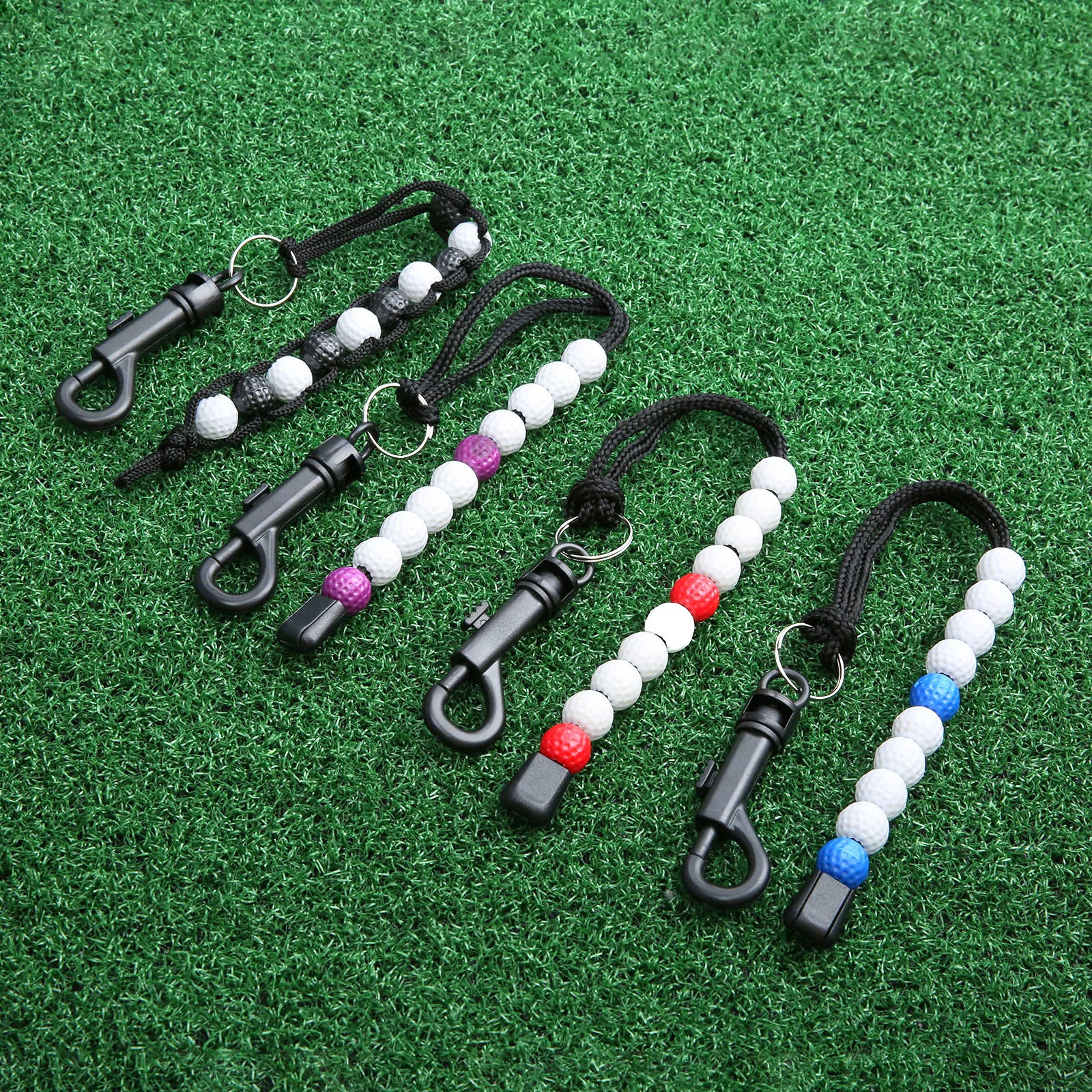 Useful Nylon Braid Golf Stroke Score Counter With Plastic Golf Ball Beads Putt Counter Sports Score Counter Golf Training Aids