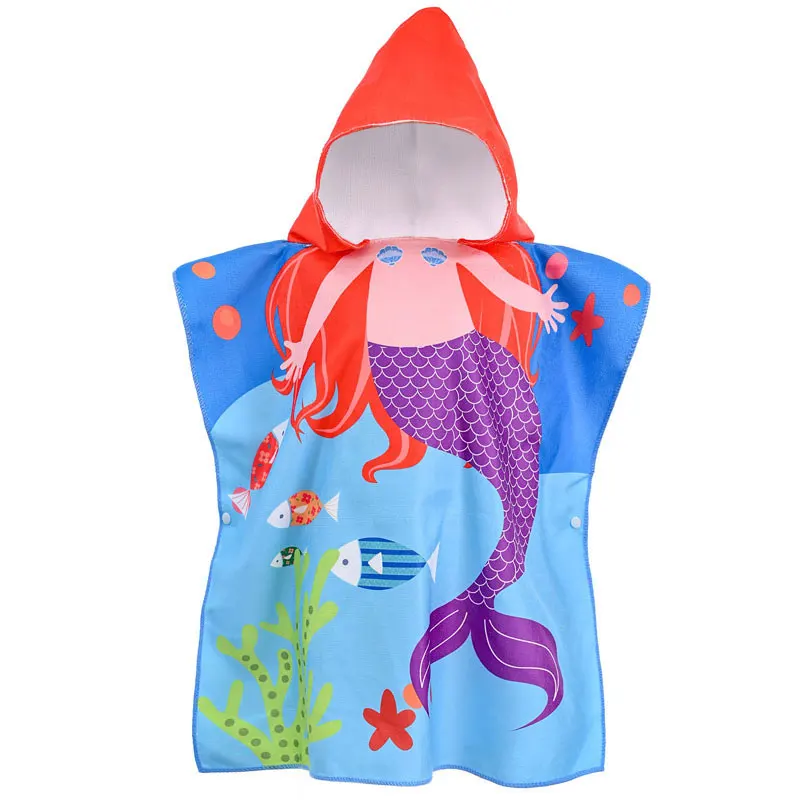 Microfiber Quick-drying Children Bathrobe Towel Water Absorbing Beach Children Bathrobe Beach Windbreaker Unicorn baby bathrobe