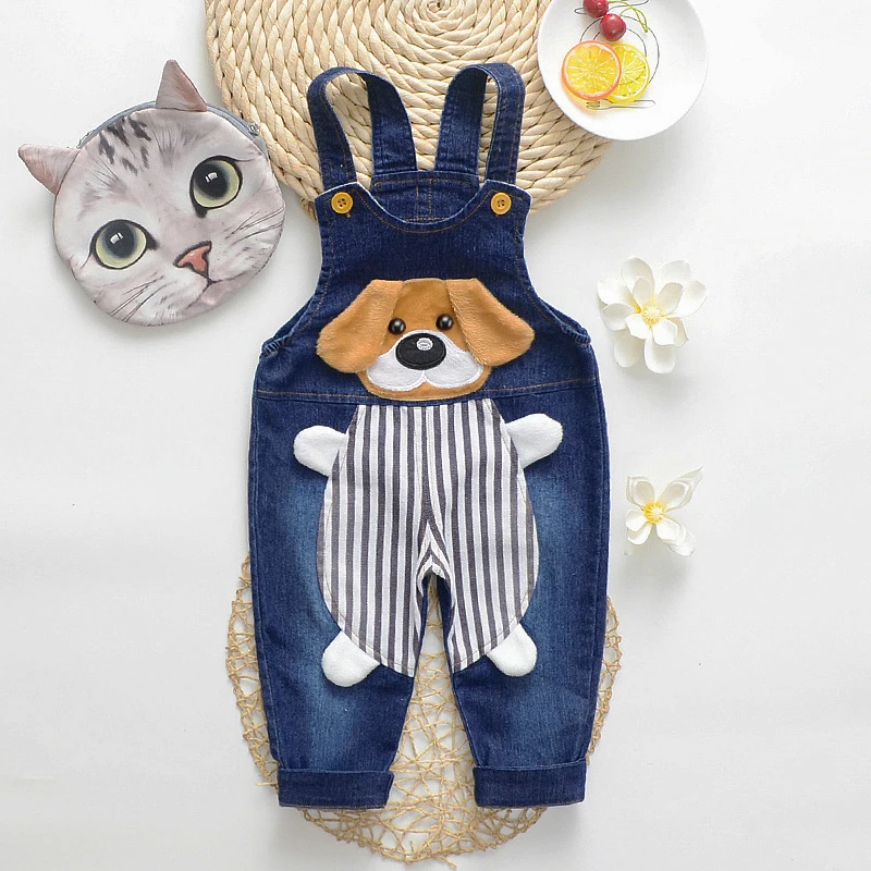 IENENS Baby Overalls Toddler Boy Jeans Jumpsuit Clothes Infant Denim Bottoms Trousers 0-4 Years Long Pants Cartoon Dungarees