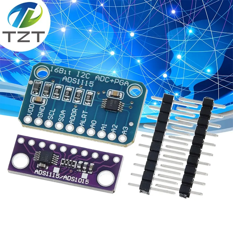 ADS1115 TZT 16 Bit I2C Modul Präzision ADC 4 Kanal Entwicklungsboard Pro Gain Verstärker 2,0 V bis 5,5 V für Arduino