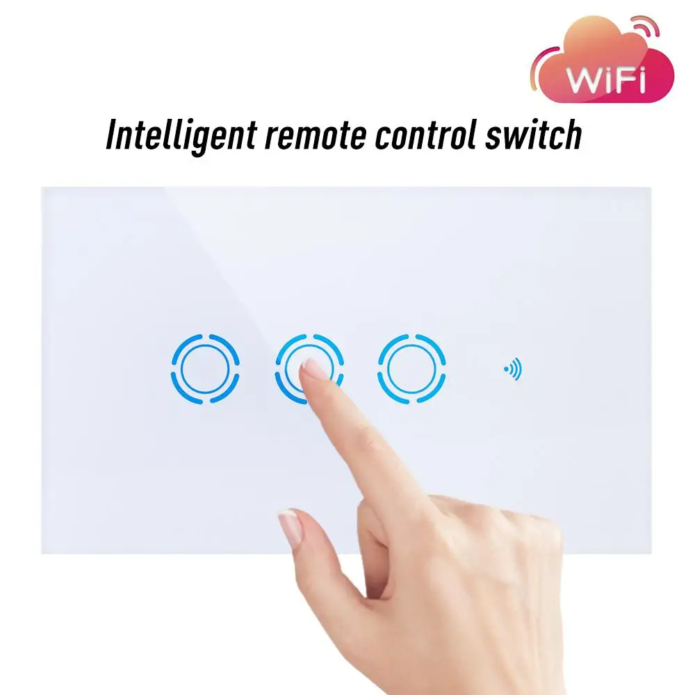 

US Standard 1/2/3 Gang Smart WiFi Switch Touch Switch Wall Light Switch Glass Crystal Touch Panel Work With Amazon Alexa