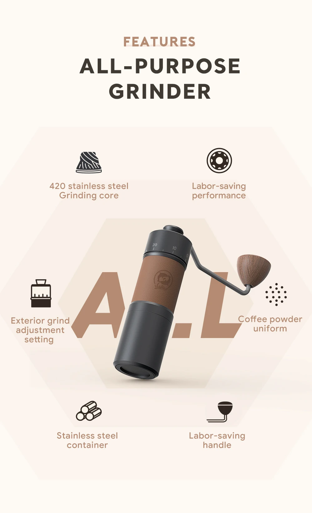 i Cafilas manual coffee grinder portable mill 420stainless steel 30g Coffee Power Titanium plating burr 3 S9c7cc89c0dc74a0cb81f6bc3e163b113L i Cafilas manual coffee grinder portable mill 420stainless steel 30g Coffee Power Titanium plating burr