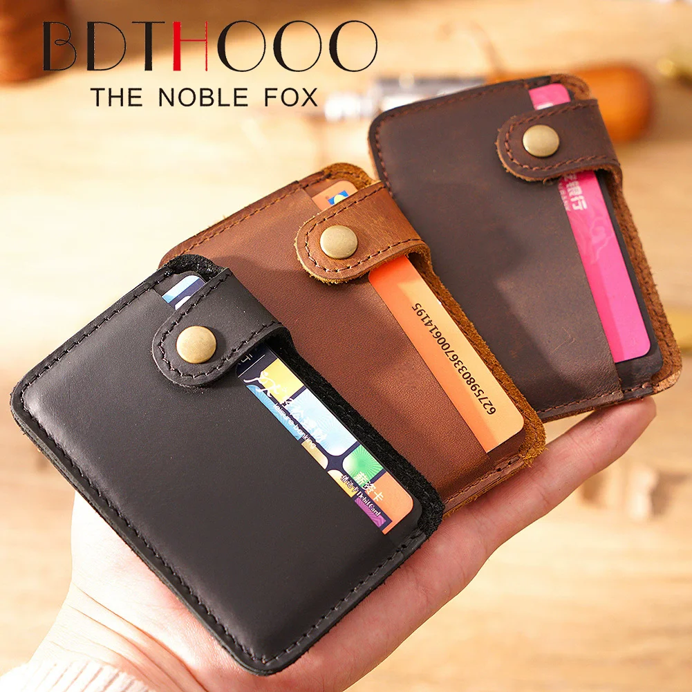 Leather Card Wallet Men Business Bank Card Holder Thin Credit Case Convenient Small Cards Pack Cash Pocket